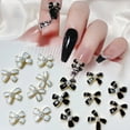 thumbnail image 2 of UDIYO 5Pcs Nail Ornaments Shiny Stunning Visual Effect Creative Shape Match Freely Fake Pearl Decorative Metal Black White Bow-knot Style DIY Nail Art Decorations for Nail Salon, 2 of 7