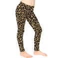 thumbnail image 3 of COEQINE Leopard Print Khaki Girls Sport Leggings Buttery Soft Yoga Legging High Waist Pants for Jogging Gym School, for 6-7 Years Kids, 3 of 7