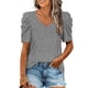 thumbnail image 1 of Camisa de verano para mujer,Camisa informal para mujer V Camisa informal de manga corta para mujer Rendimiento lleno de energía, 1 of 6