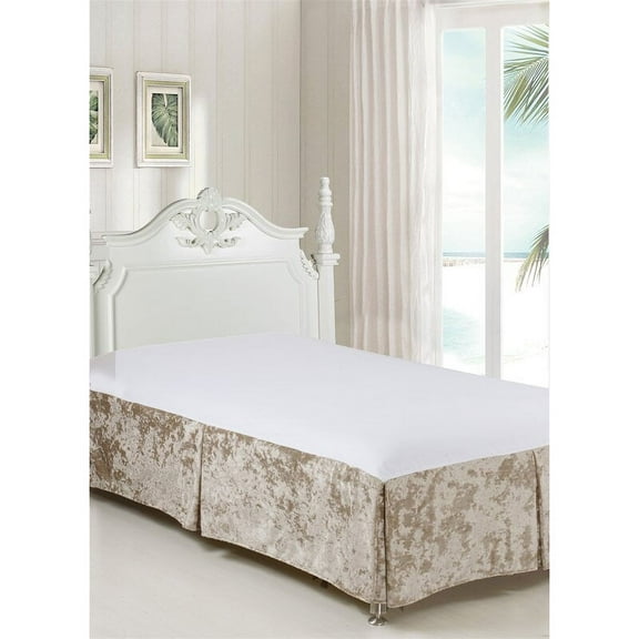 Violet Linen Velveteen Tailored, Luxury Ultra Soft Polyester Solid Microfiber Luxury Hotel Quality Fabric, Taupe, Twin 39-inch, Luxurious, Bedding Bed Skirt for One Bed