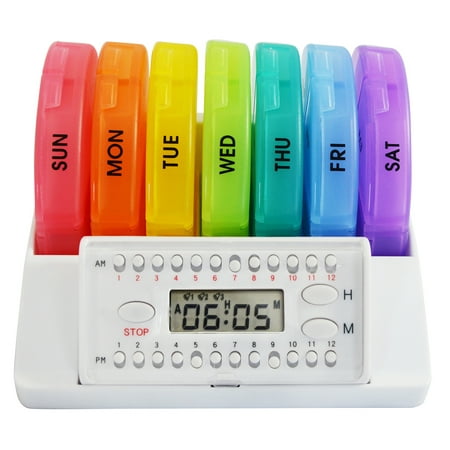 Alarm Box - e-pill Multi-Alarm POCKET with 7 Day Pill Box Organizer up to 6 Daily Alarms