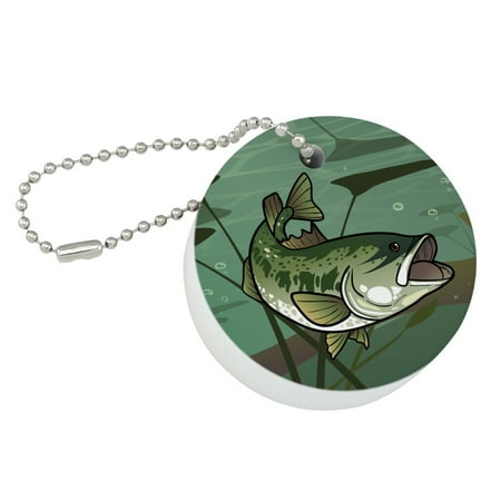 - Bass Fish Swimming in River Round Floating Foam Fishing Boat Buoy Key Float Keychain