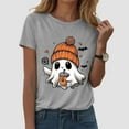 thumbnail image 2 of enyan Shirt Fall Tee Shirt Funny Tee Pumpkin Graphic Cute Ghost Clothes Halloween T-Shirts Ladies Halloween Shirts Light Gray,XXL, 2 of 6