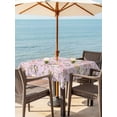 thumbnail image 3 of Outdoor Tablecloths with Umbrella Hole & Zipper, Pink Spring Floral 54x54 Inch Square Tablecloths, Elegant Farmhouse Flowers Birds Watercolor Waterproof Table Cloth, Patio/Pool/Picnic Table Covers, 3 of 8