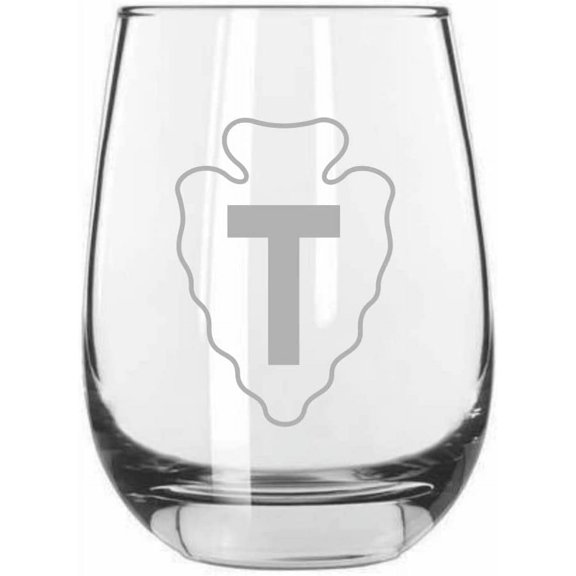 36th Infantry Division Military Etched 15.25oz Libbey Stemless Wine Glass