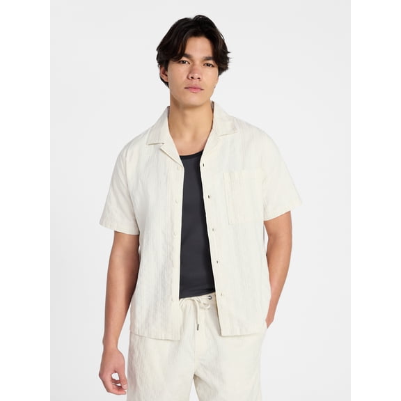 No Boundaries Poolside Dobby Shirt with Short Sleeves, Men's XS-4XLT