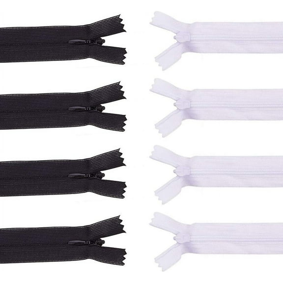 50PCS 16 Inch Nylon Invisible Zippers for Skirts Pillows Clothing and Tailor Craft Sewing(Black & White) diy