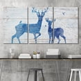 thumbnail image 2 of wall26 Canvas Print Wall Art Set Blue Watercolor Deer Duo &amp; Birds on Wood Panels Animals Wildlife Woodblock Modern Art Rustic Scenic Dramatic for Living Room, Bedroom, Office - 16"x24"x, 2 of 5