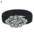 thumbnail image 6 of Eosunjian Women Colorful Rhinestone Flower Waist Belt Elastic Wide Waistband Dress Decor Green, 6 of 12