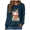 thumbnail image 4 of Kaprioy Sweatshirts for Women Christmas Colorful Present Graphic Long Sleeve Shirt Holiday Gift Vacation Pullover Tops Fall Fashion Clothing Navy, S, 4 of 6