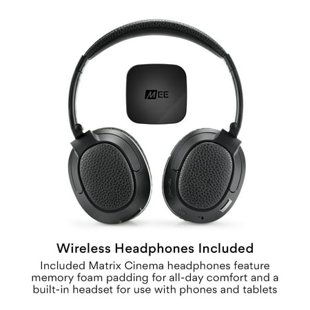 MEE audio - Connect T1CMA Wireless TV Headphone System with Over-the-Ear Headphones and Bluetooth Audio Transmitter - Black