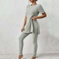 thumbnail image 5 of Women's Two Piece Knit Matching Outfits Crew Neck Slit Hem Tee And Pants Tracksuit Sets Features Formal Pants Suits for Women Evening Weddings Petite Womens Outfits Dressy Casual Suits for Women Work, 5 of 8
