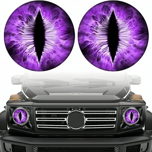 Stereo Eyes Headlight Decals, 3D Beast Eyes Stickers for Jeep Wrangler, Purple Round Decals