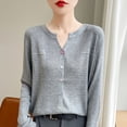 thumbnail image 6 of Fiaer Cardigan Sweaters for Women Buttons Down V-Neck Long Sleeve Pockets Lightweight Knit Tops for Daily Grey XXL, 6 of 8