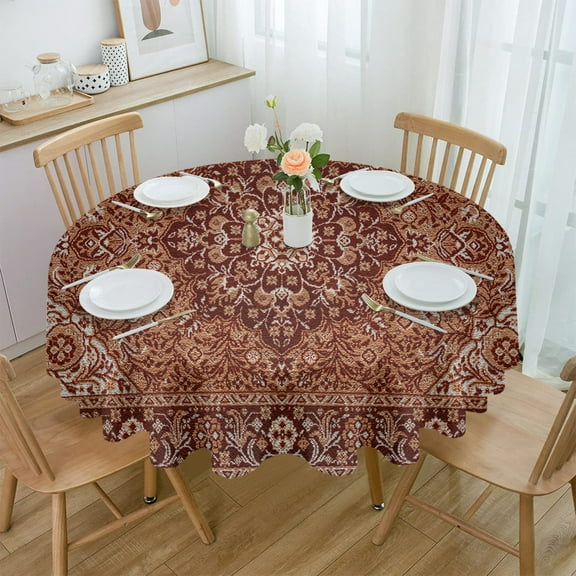 Vintage Flower Indian Bohemia Round Tablecloth Waterproof Wedding Party Table Cover Holiday Dining Table Tablecloth