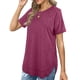 thumbnail image 3 of Blusa de manga corta con cuello redondo, Top de corte informal para mujer, elegante, transpirable, a la moda, para verano, 3 of 6