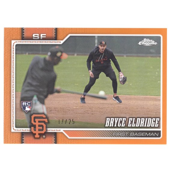 Collectible 2026 Topps Chrome Bryce Eldridge #254 Orange Refractor 17/25 RC San Francisco Giants San Francisco Giants MLB Baseball Trading Card