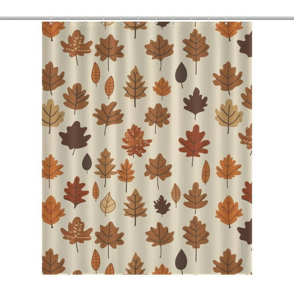 Autumn Harvest Maple Leaves Thanksgiving Shower Curtain Modern Home Bathroom Bathtub Decor Waterproof Fabric with 12PCS Hooks