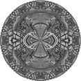 thumbnail image 1 of Ahgly Company Tapis Rond Lavable en Machine Intérieur Transitionnel Noir, 3 Pieds Rond, 1 of 7