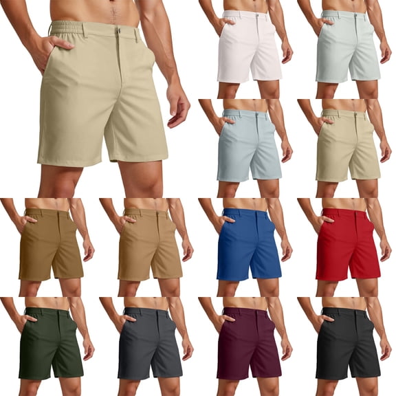 Men's Lightweight Shorts Golf Shorts with Pockets Stretch Quick Dry for Casual Travel Light Gray 3XL