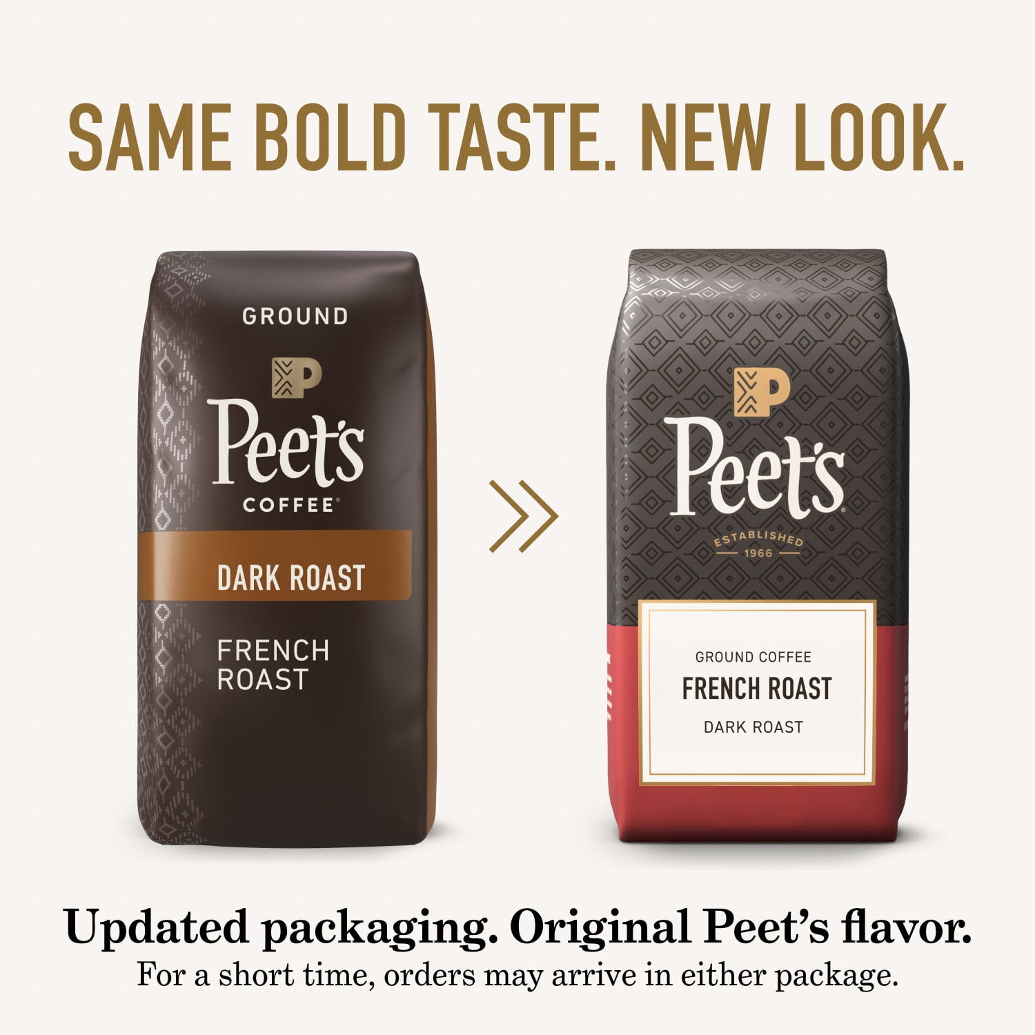 (6 pack) Peet's Coffee French Roast Premium Dark Roast Ground Coffee, Arabica, 10.5 oz