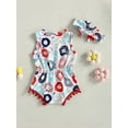 thumbnail image 4 of Arvbitana 4th of July Baby Girl Clothes Flag Print Romper Tassel Bodysuit Jumpsuit Sleeveless with Headband 2Pcs 0M 3M 6M 12M 18M, 4 of 9