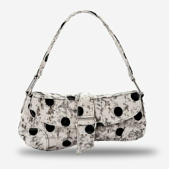 Polka dot canvas women's shoulder bag, light and small armpit bag crossbody bag casual daily handbag