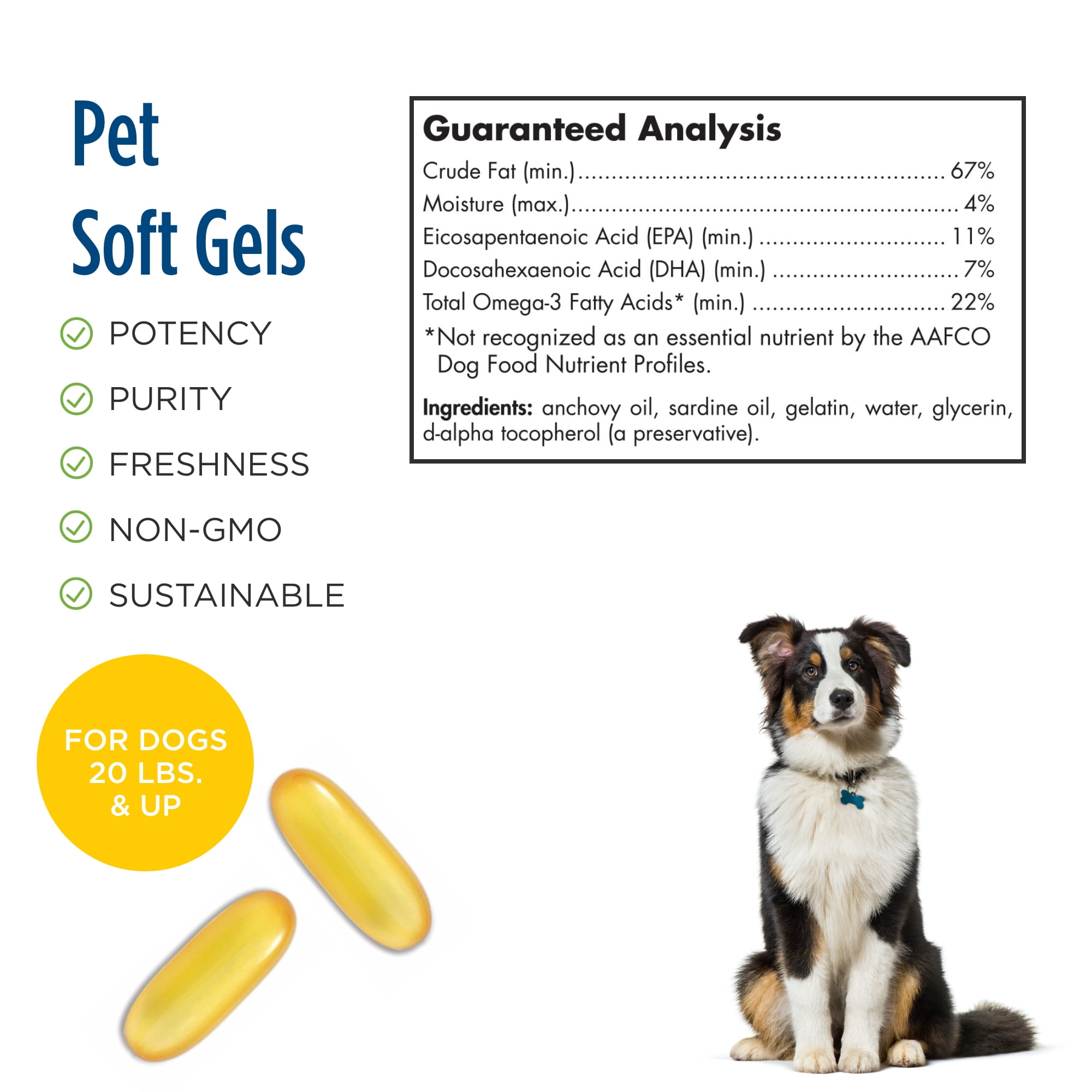 Nordic Naturals Omega 3 Pet Soft Gels for Dogs Fish Oil 180 Ct