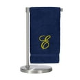 thumbnail image 2 of Monogrammed Bath Towel, Personalized Gift, 27 x 54 inches - Set of 2 - Gold Script Embroidered Towel - 100% Turkish Cotton - Soft Terry Finish - for Bathroom, or Spa - Script E Navy Towels, 2 of 3