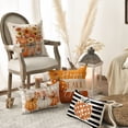 thumbnail image 3 of Sm:)e Set of 4 Fall Pillow Covers 18x18 Inch - Autumn Decorative Throw Pillowcases with Pumpkin, Sunflowers and Happy Fall, 3 of 7