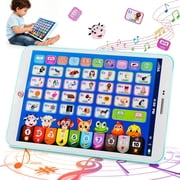 ITOMTE Kids Learning Tablet for Toddlers, Interactive Pad with Alphabet/Words/Numbers/Music, Education Preschoolers Toys for Boys & Girls Age 1-7 [Cyan]