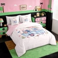 thumbnail image 2 of Erosebridal Kids Cute Camper 7-Piece Twin Bedding Sets For Travel Trailers,Pink Flowers Floral Bedding Comforter Set For Girls,Reversible black, 2 of 7