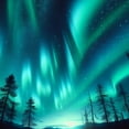 thumbnail image 6 of Acheng Aurora Borealis Stars Trees Round Tablecloth Outdoor Picnic Camping and Indoor Kitchen Dining Party 100% Polyester Fiber Waterproof 54-58, 6 of 8