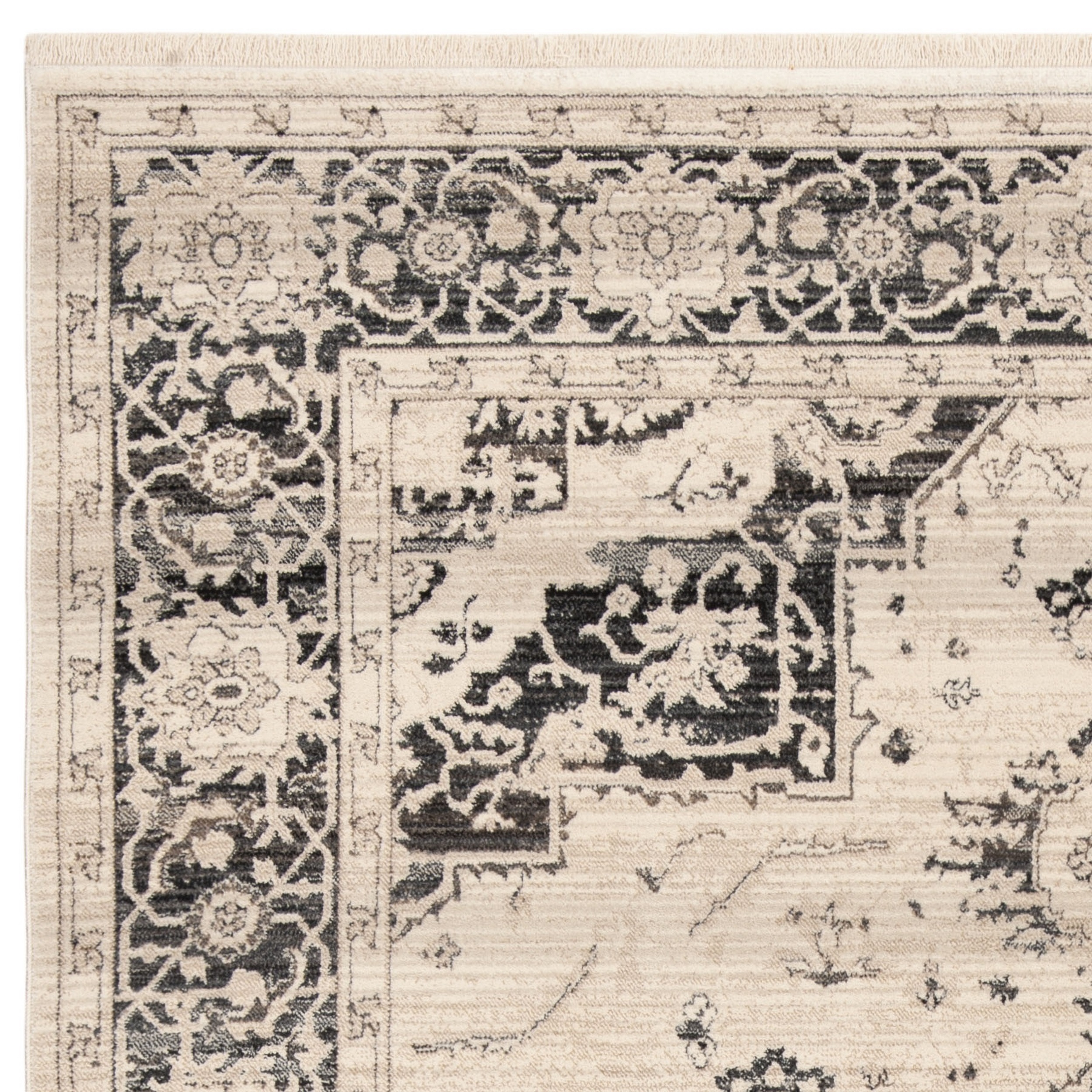 SAFAVIEH Vintage Persian Terrence Geometric Polyester Area Rug, Grey/Blue, 8' x 10'