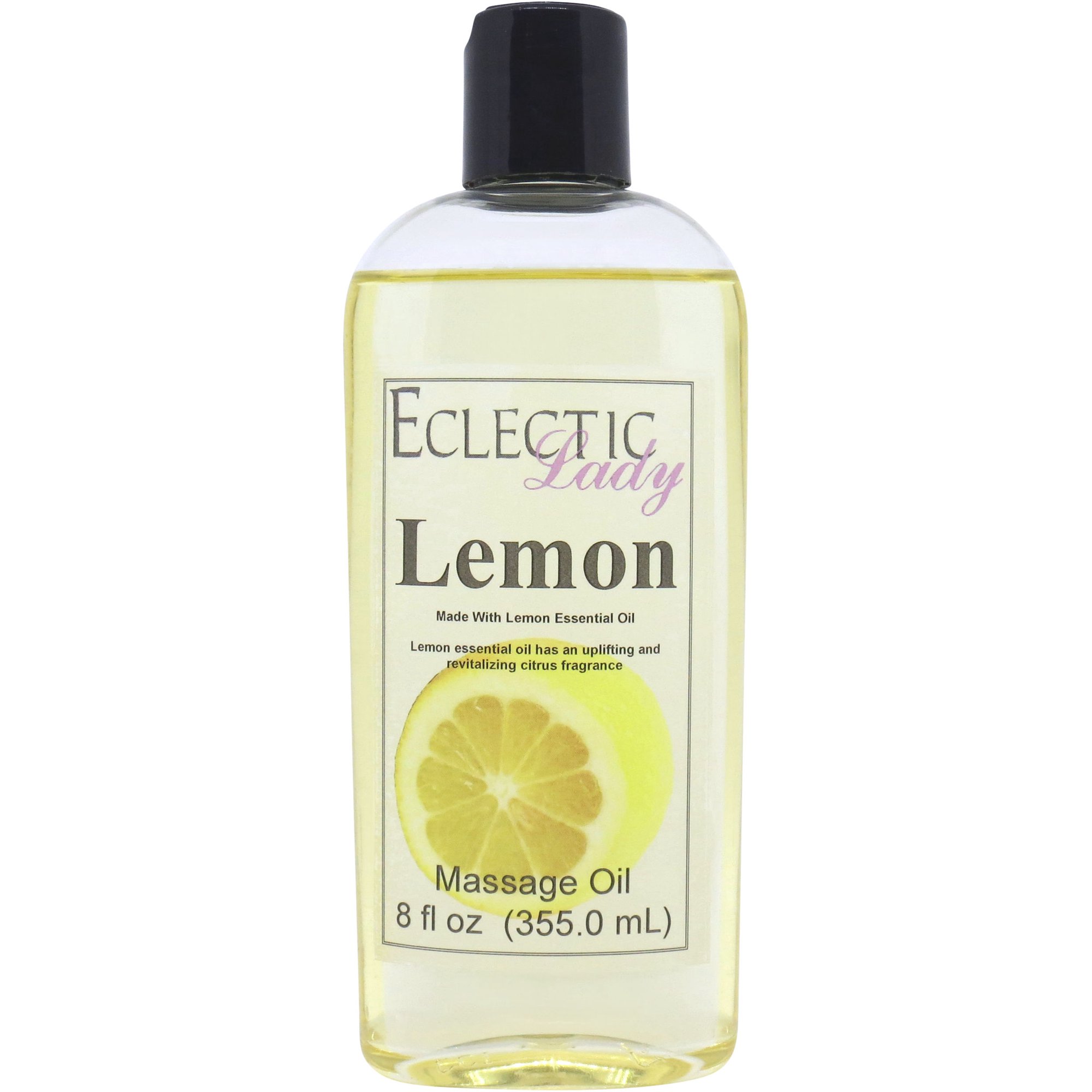 Lemon Massage Oil by Eclectic Lady, 8 oz, Sweet Almond Oil and Jojoba Oil