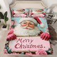 thumbnail image 2 of Manfei Kids Santa Claus Queen Sheet Sets, Magic Fairy Tale Flat Sheet, Pink Rose Floral Queen Fitted Sheet, Super Cozy Room Decor, 4-Piece, 2 of 7