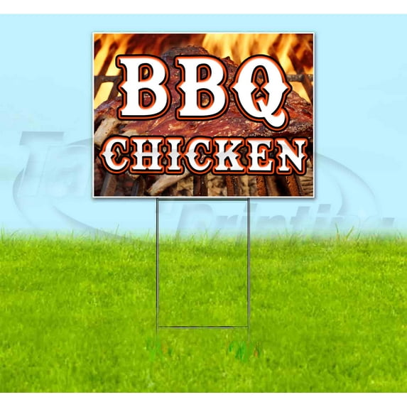Bbq Chicken (18" x 24") Yard Sign, Includes Metal Step Stake