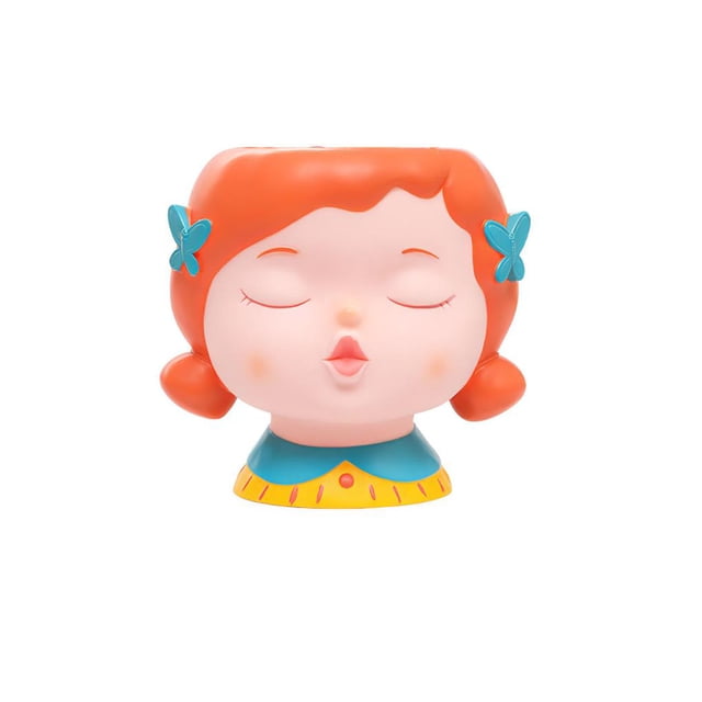 Toystoory Dibujos animados creativos Cabeza grande Muñeca Arte Maceta Linda Chica de dibujos animados Planta suculenta Maceta Escritorio Artesanía Bonsai Decoración del hogar No. 4 Toystoory HA026773-04