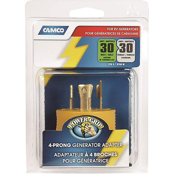 Camco Generator Adapter 30M to 30F Plug - RV Adapter - Multicolor