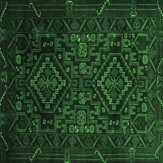 Ahgly Company Indoor Square Persian Emerald Green Traditional Area Rugs, 5' Square