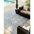 thumbnail image 4 of Unique Loom Botanical Collection Traditional Floral Border Transitional Indoor and Outdoor Flatweave Area Rug, 8' x 11' 4", Navy Blue/Beige, 4 of 5