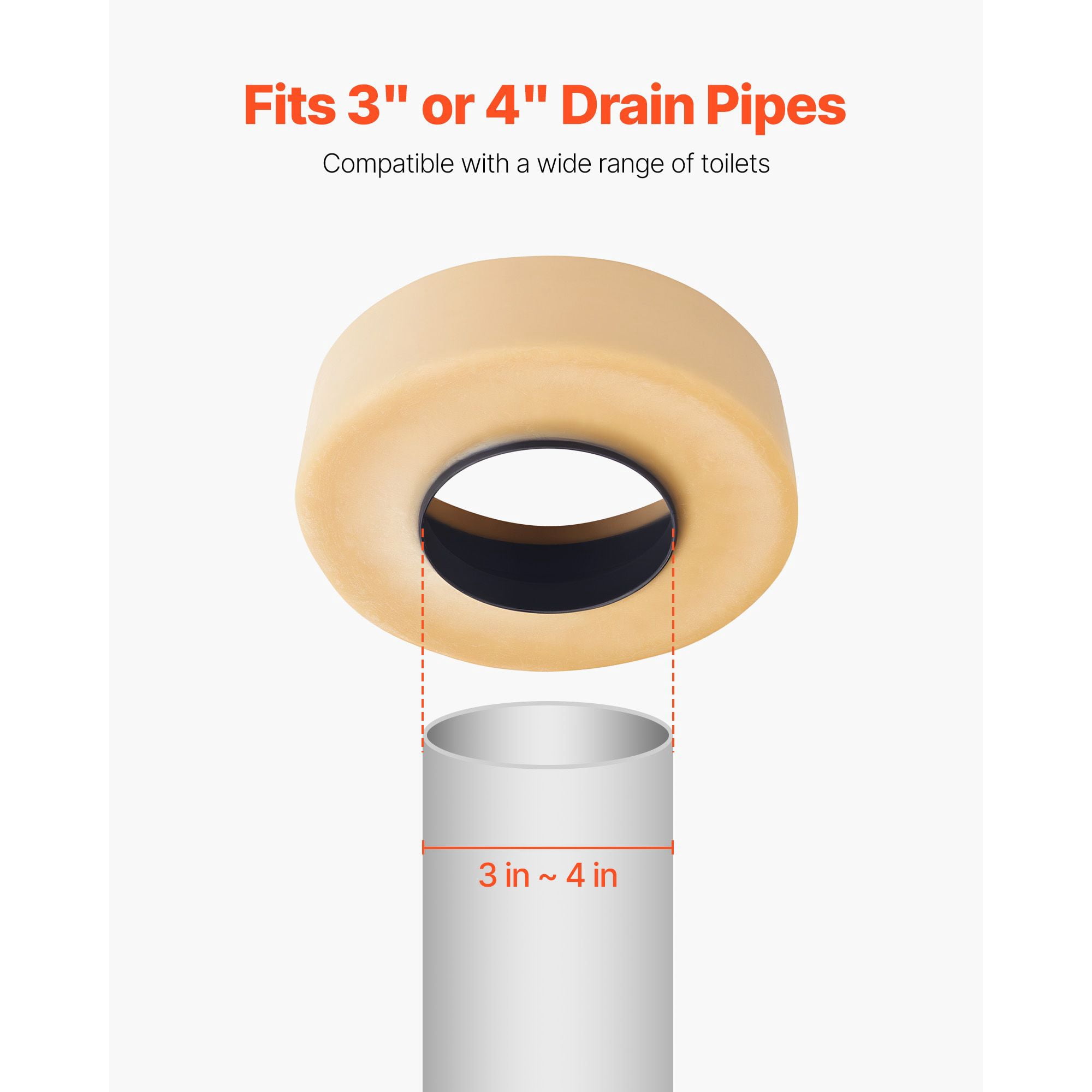 Toilet Wax Ring Kit with Rust-Resistant Fittings, Leak-Proof Odor Seal, Universal Toilet Bowl Gasket for Bathroom Installation Repair