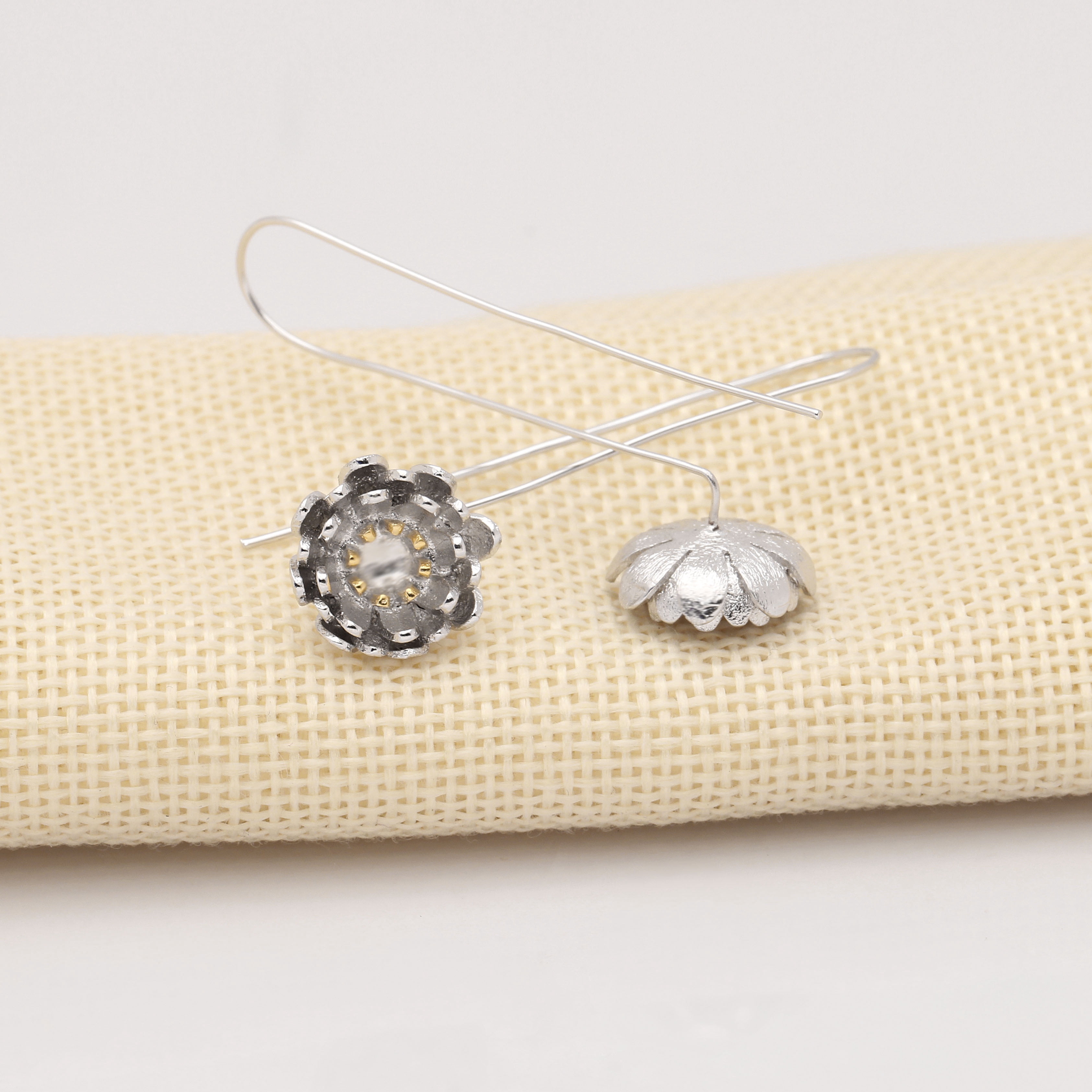 Flower Drop Long Earrings for Women Dangle Hook Gold Plated Ginger Lyne Collection