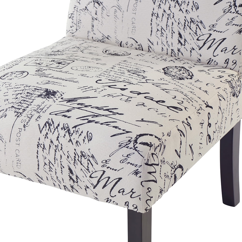 Kepooman 2 Pcs Modern Upholstered Armless Accent Chair for Living Room, 22.5"W x 24.6"D x 32.5"H, Script Print