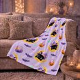 thumbnail image 5 of Whimsical Halloween Cats Bats Candy Crescent Moons Kids, Playful Pet Portrait Pattern, Warm Flannel Blanket for Living Room and Bedroom, Cat Lovers Halloween Gift, Pet Lover Home Decor, 5 of 7