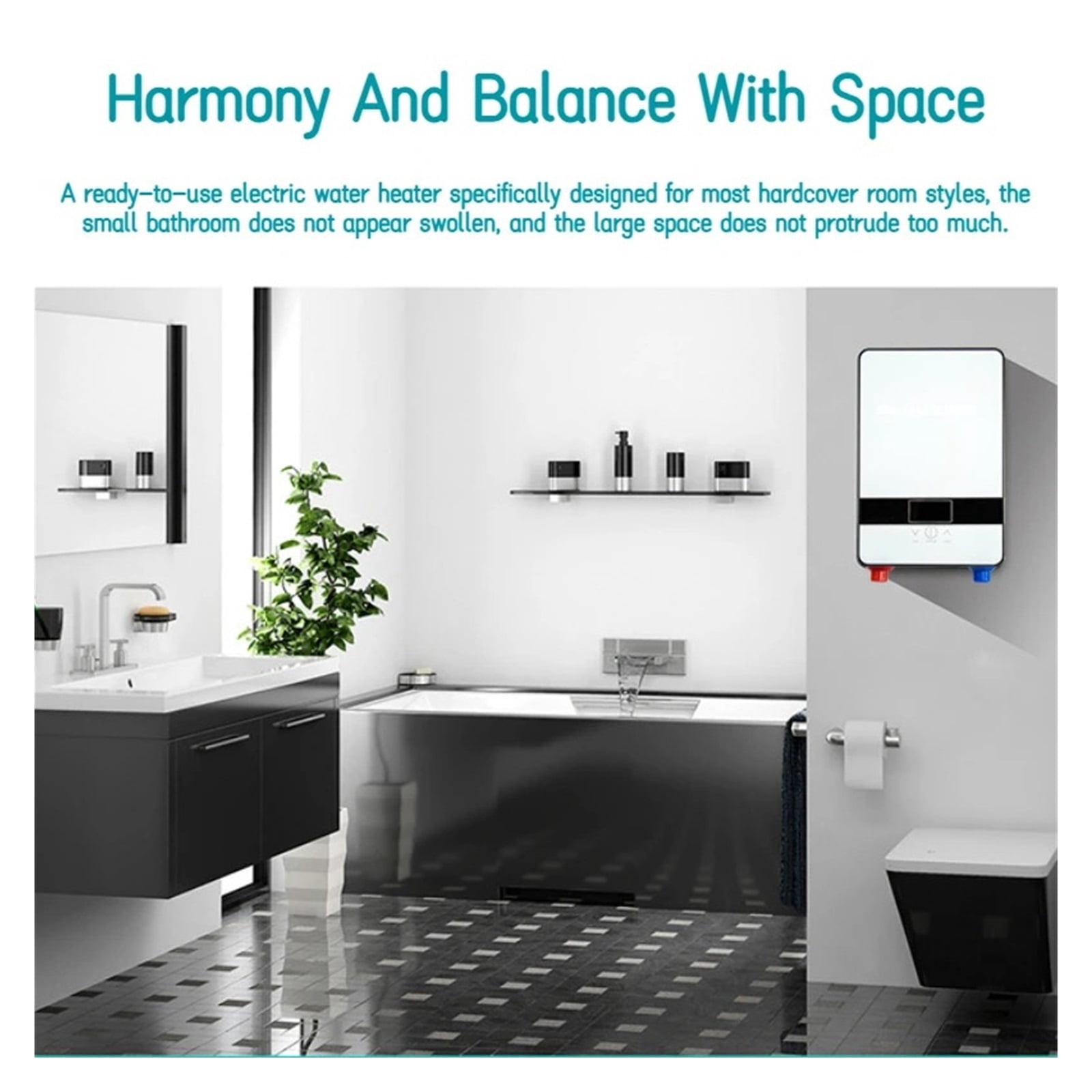 Hot Water Heater 6500w Instant Tankless Water Heater Thermostat Induction Heater Smart Touch Electric Heaters Shower Automatica ,Lightweight Portable Design