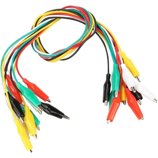 Jinsinto Ensemble de 10 Clips Isolés 50cm pour Alligator, Clips de Test pour Électronique, Composant, Connexion de Test Automobile