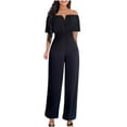 thumbnail image 1 of Mefallenssiah Women'S One Line Neck Waist Loose Straight Jumpsuit Versatile Pants, 1 of 5