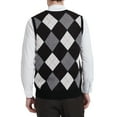thumbnail image 6 of Kallspin Men's Argyle Vest Sweater Wool Blend V-Neck Sleeveless Pullover Sweater(Black,2X-Large,Tall), 6 of 7