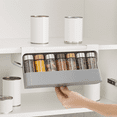 thumbnail image 6 of Under Shelf Spice Rack, Wall Mounted No Drill Installation, Adjustable 6pc Seasoning Box Set, Pull Out Drawer Organizer for Kitchen, Countertop, Includes Jars (6 Piece Set), 6 of 6
